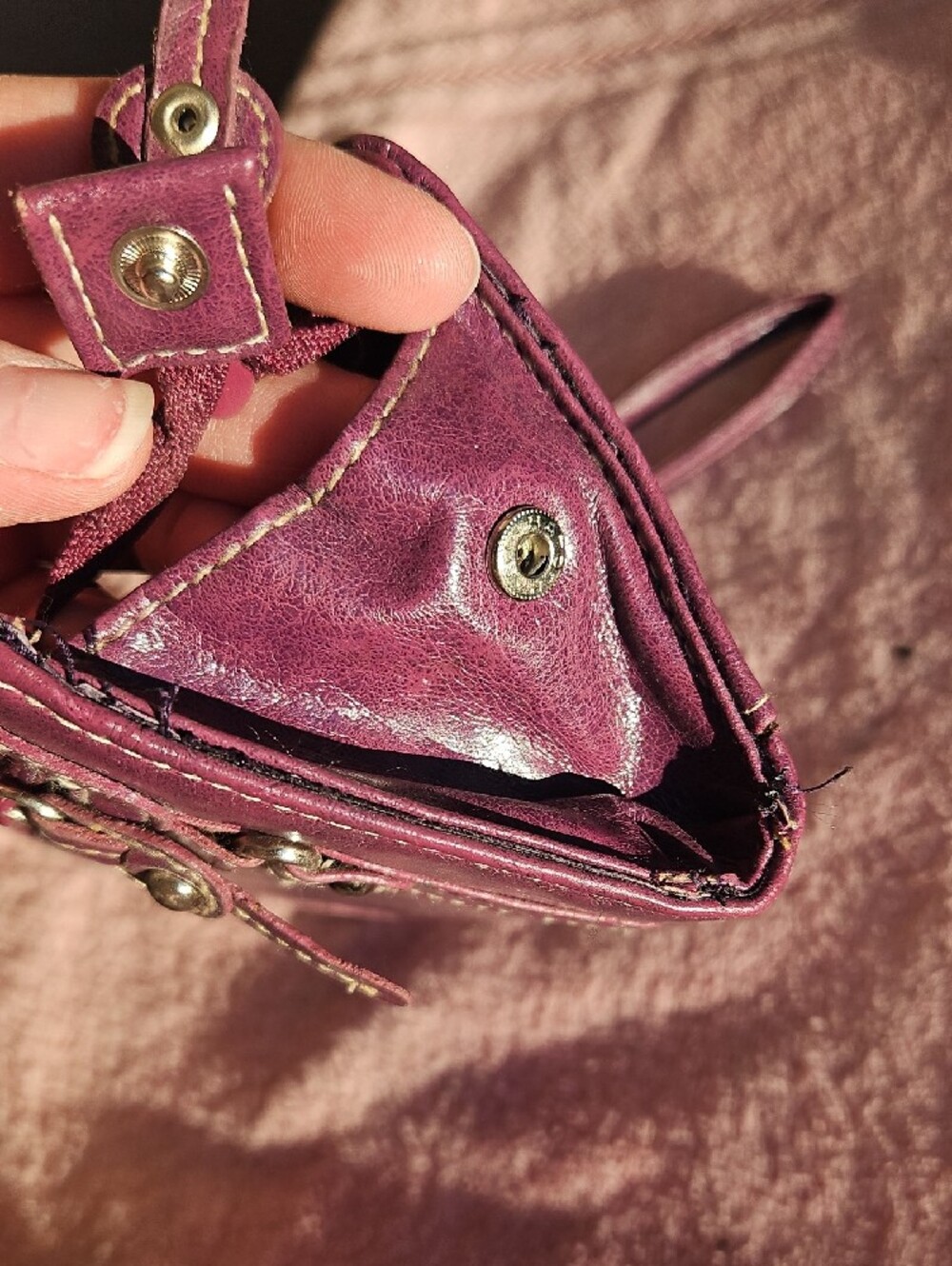 Sleek Plum Leather Wristlet Clutch - Picture 5 of 6